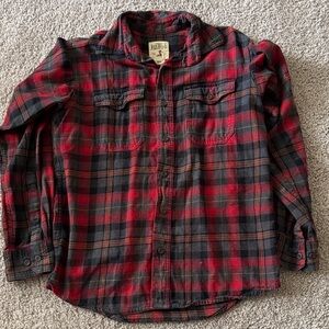 RedHead Men's Plaid Button Down Shirt - Red and Black